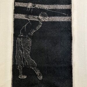 Share Lyon-New York Vintage Wool Scarf Made in France Black Golfer Graphic